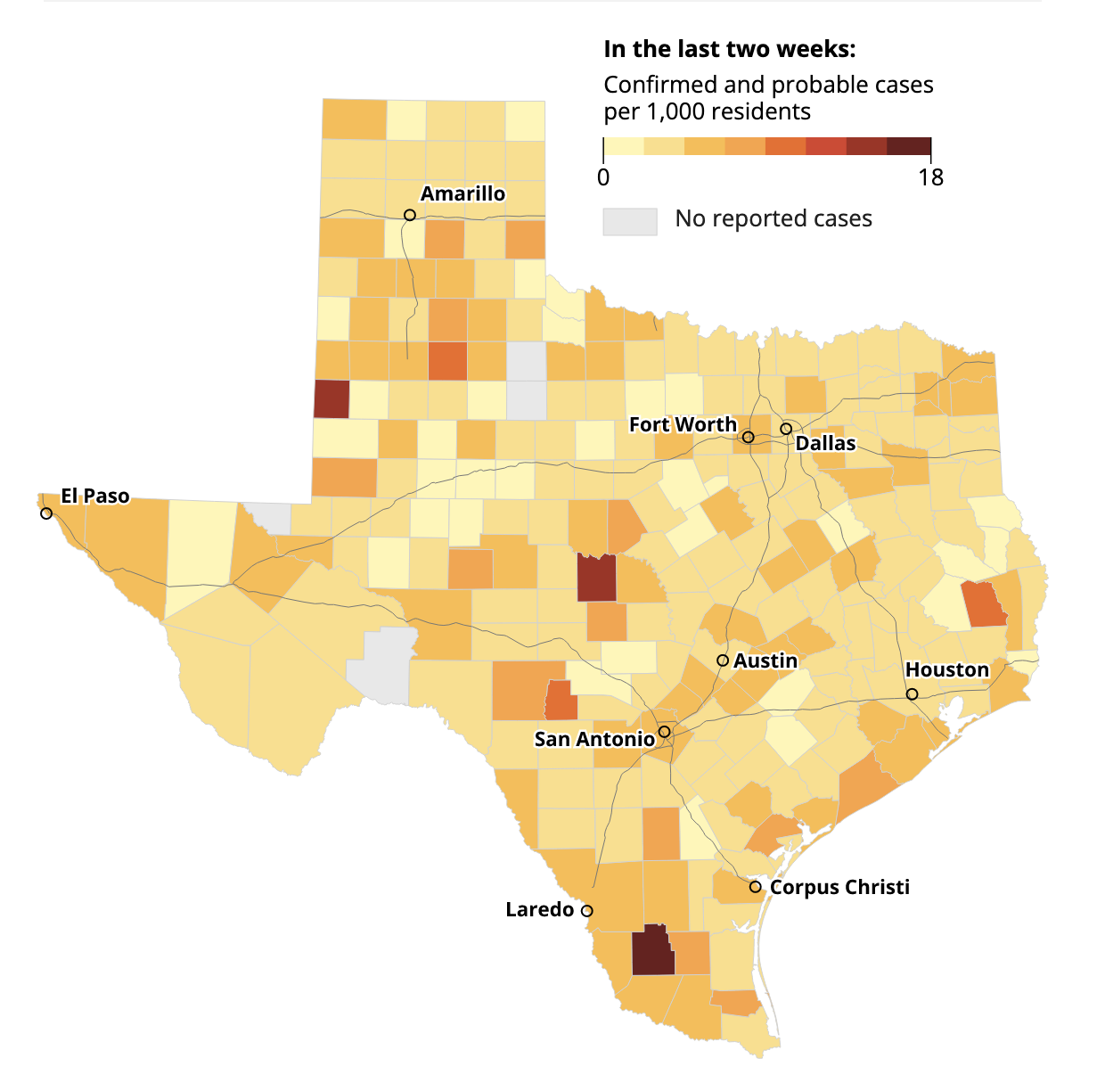 Texas Tribune's coronavirus data tracker